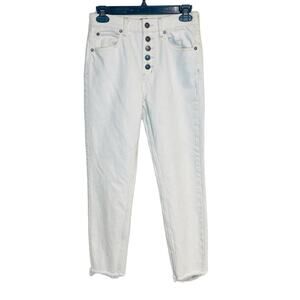 We the Free-Button Fly Raw‎ Hem Cream Jeans-size 25 short